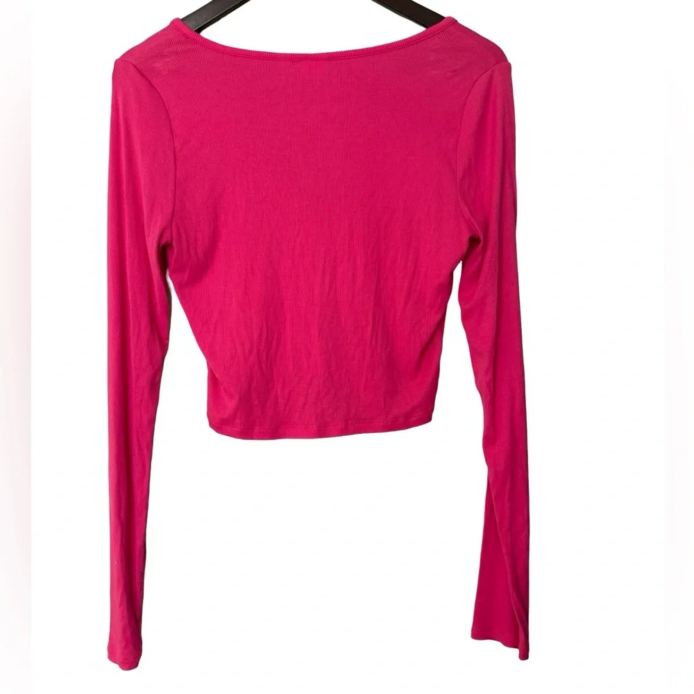Aritzia Sunday Best Pink Ribbed Cardigan Top Size Large L